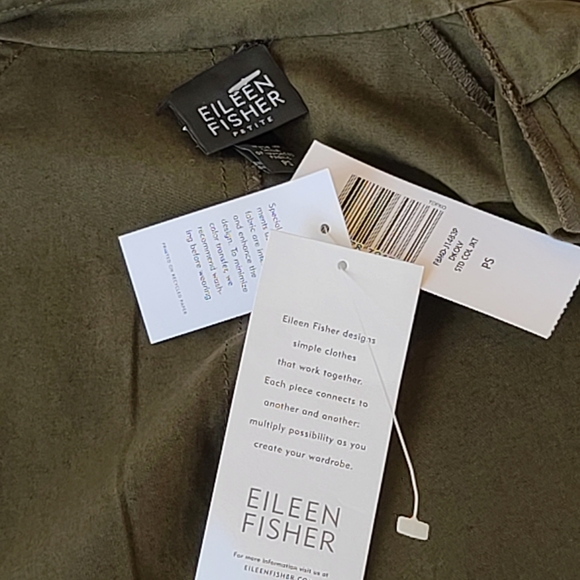 EILEEN FISHER Cadet Utility Cargo Moto Jacket PS Petite Small Olive Cotton - Picture 11 of 15